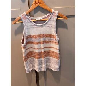 Splendid Collection Women Mauve Rust Striped Knit Tank Top Sweater  M
